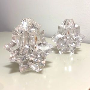 Vintage 💎 Clear Plastic Starburst Abstract Diamond Salt & Pepper Shakers Set